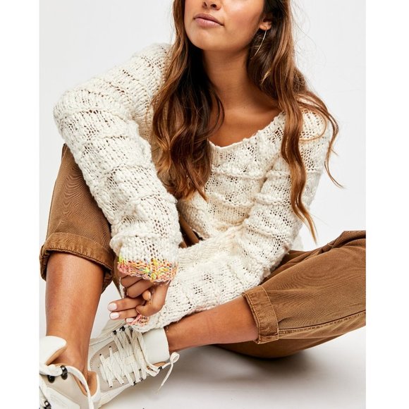 NWT Free People West Palm Pullover / Ivory Combo - Picture 3 of 8
